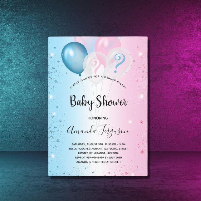 Gender avslöjar babydusch rosa Blue Boy Girl Inbjudningar (Skapare uppladdad)