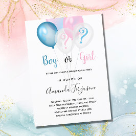 Gender avslöjar babyduschblått rosa-pojkflicka lux inbjudningar