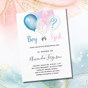 Gender avslöjar babyduschblått rosa-pojkflicka lux inbjudningar
