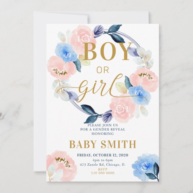 Gender avslöjar Boy eller Girl-inbjudan Inbjudningar (Framsida)