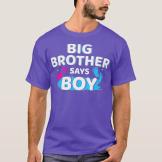 Gender avslöjar broder säger att pojken matchar ba t shirt