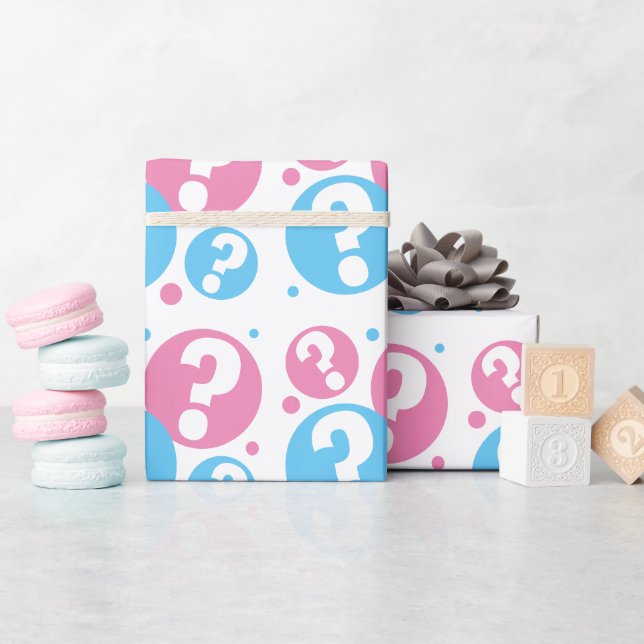 Gender avslöjar frågetecken för babyduschflicka presentpapper (Baby Shower)