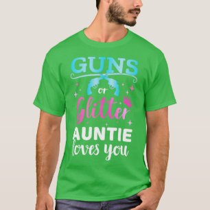 Gender avslöjar gevär eller glitter som matchar ba t shirt
