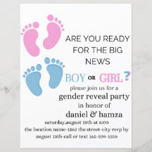 gender avslöjar inbjudan, inbjudan, fötter