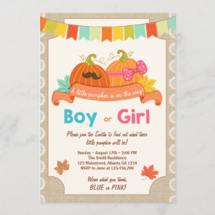 Gender avslöjar inbjudan Lilla Pumpkin Han eller h