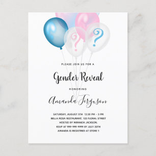 Gender avslöjar party blå rosa-flicka inbjudan vykort