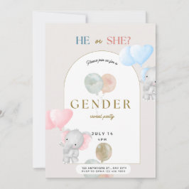 gender avslöjar party, pojke eller flicka, elefant julkort