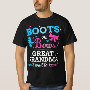 Gender avslöjar stövlar eller bågar av underbar mo t shirt