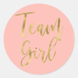 Gender avslöjar Team Girl Classic Round Sticker Runt Klistermärke