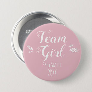 Gender avslöjar Team Girl rosa Knapp
