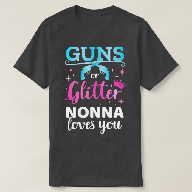 Gender avslöjar vapen eller glitter nonna-matchand t shirt (Design framsida)