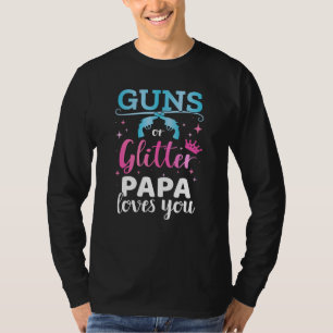 Gender avslöjar vapen eller glitter pappa baby par t shirt