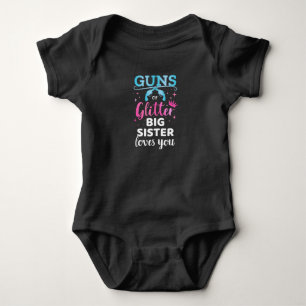 Gender avslöjar vapen eller glitter syster baby p t shirt