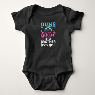 Gender avslöjar vapnen glitter bror baby party t shirt