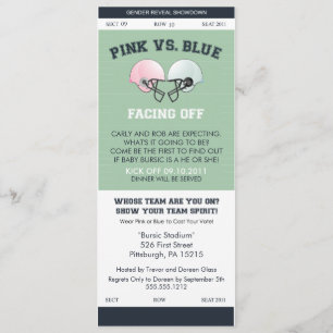 Gender avslöjer fotbollbiljettbaby shower Invitati Inbjudningar