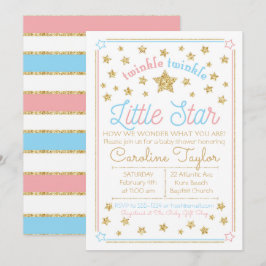 Gender avslöjer stjärnan för baby showerglimt lite inbjudningar