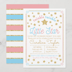 Gender avslöjer stjärnan för baby showerglimt lite inbjudningar