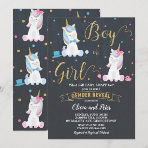 Gender avslöjer Unicornpojken, eller flickagender Inbjudningar