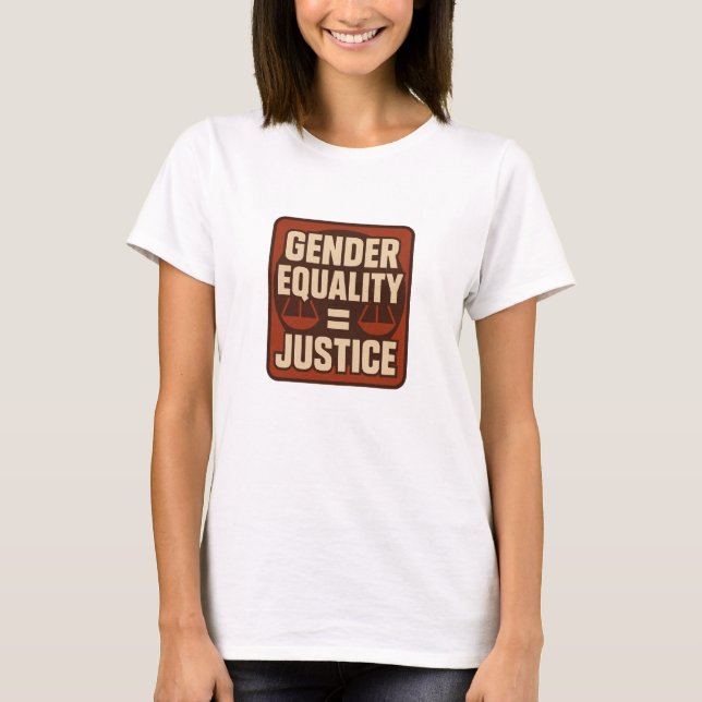 Gender Equality = Justice – Square Retro Feminist  T Shirt (Framsida)
