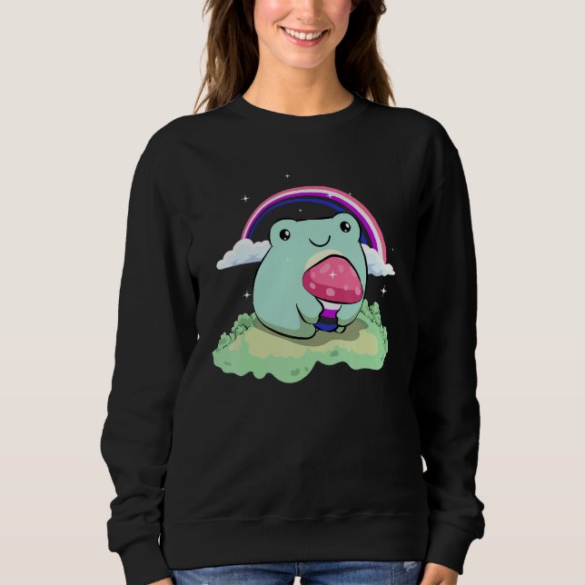 Gender Fluid Pride Flag Cute Frog Mushroom Subtle  T Shirt (Framsida)