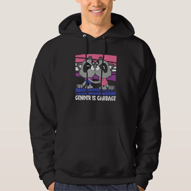 Gender Fluid Racoon Non Binary - Pride Gender Is G Hoodie (Framsida)