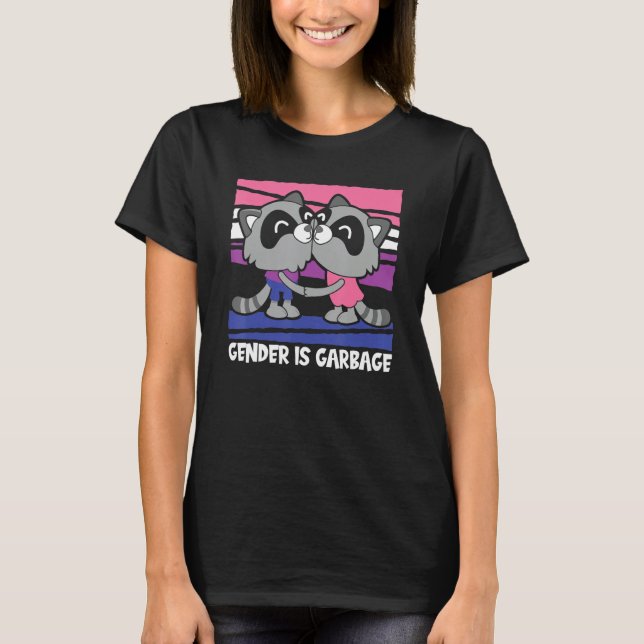Gender Fluid Racoon Non Binary - Pride Gender Is G T Shirt (Framsida)
