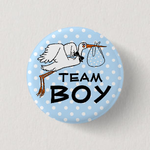 Gender för baby shower för lagpojkestorken knapp