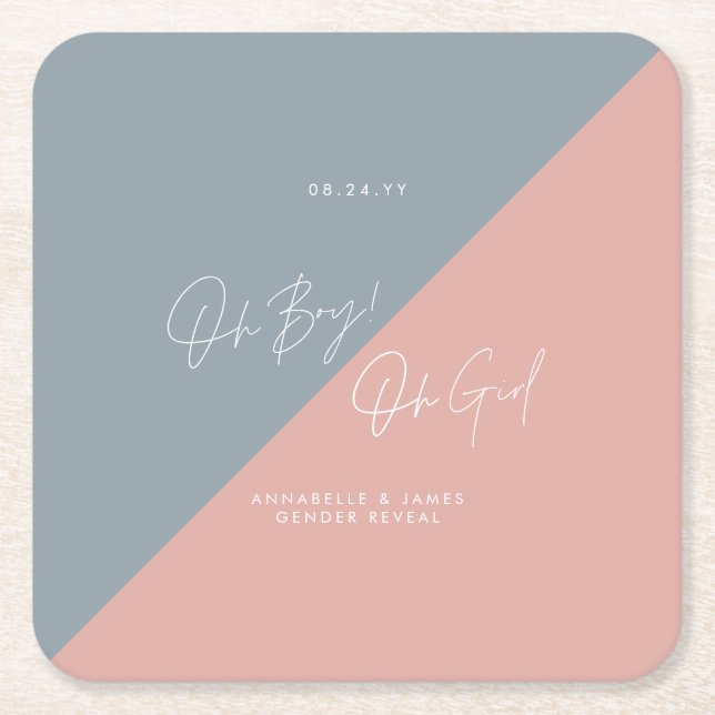 gender för blå babydusch underlägg papper kvadrat (Framsidan)