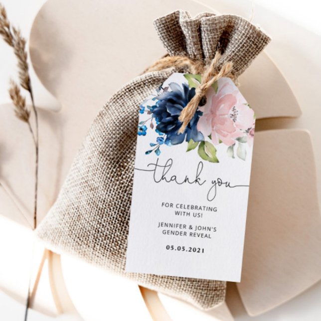 gender för elegant Blommigt vid rosa visar favärde Presentetikett (Skapare uppladdad)