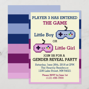 Gender för Gamerspelare 3 avslöjer baby Inbjudningar