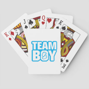 Gender för lagpojkebaby shower avslöjer partyblått casinokort