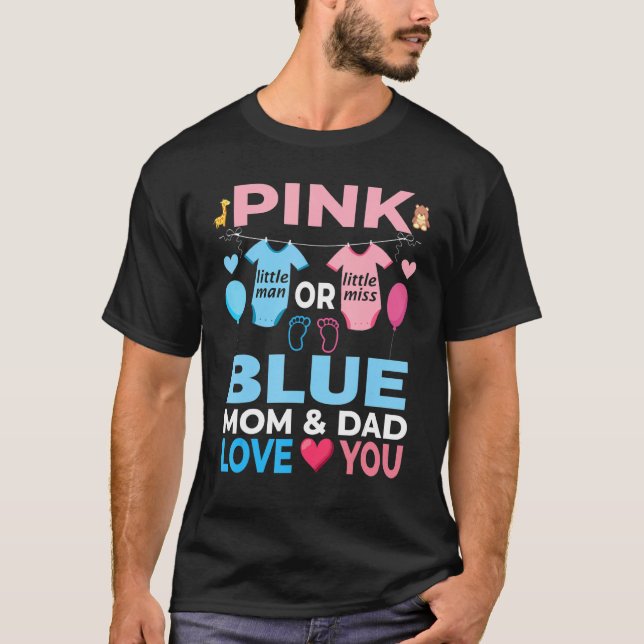 Gender för Mamma och Pappa Nyfödd bebis Gender Rev T Shirt (Framsida)