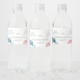 Gender för rosa och blått båge vattenflaskor etikett