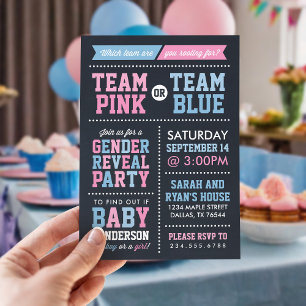Gender för Team Rosa eller Team Blue Chalkboard Inbjudningar