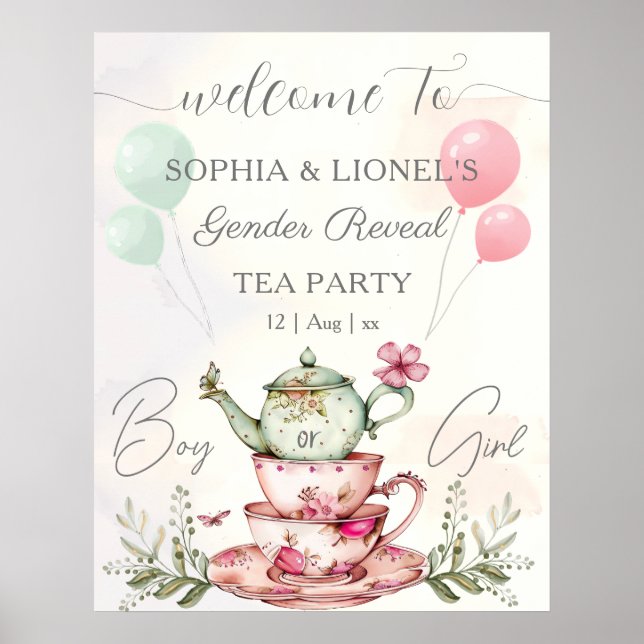 Gender för Tekanna av vattenfärgen Tea Party Poster (Framsidan)