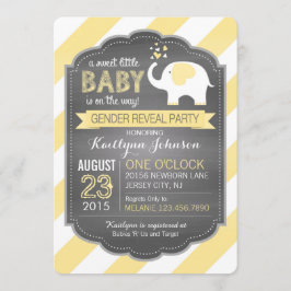 Gender för vitelefantranden avslöjer baby shower inbjudningar
