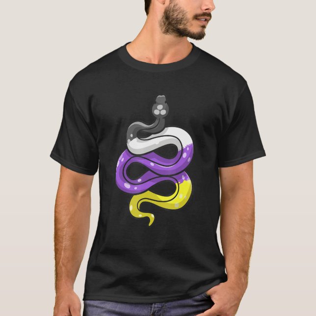 Gender Icke-binärt Pride Saker LGBT Snake Reptile  T Shirt (Framsida)