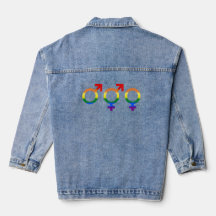 Gender Identity Rainbow Heart Women's Denim Jacka