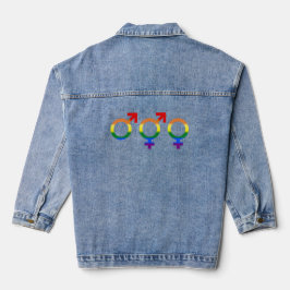 Gender Identity Rainbow Heart Women's Denim Jacka