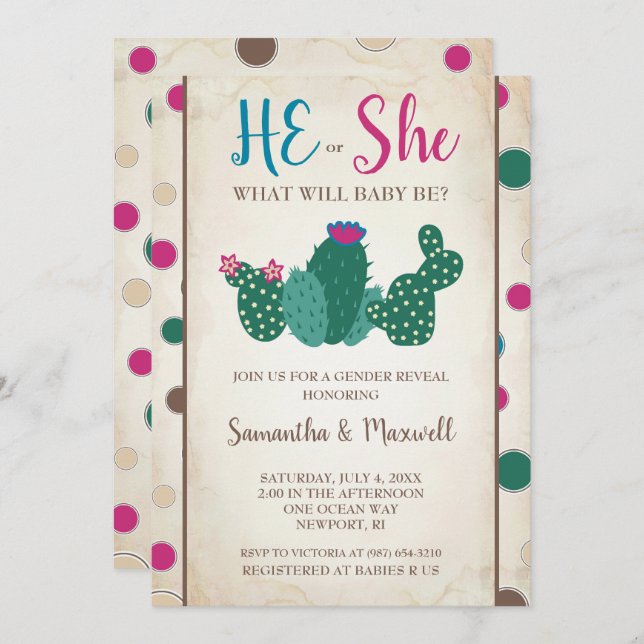 Gender-inbjudan, babyvisningsprogram inbjudningar (Fram/baksida)