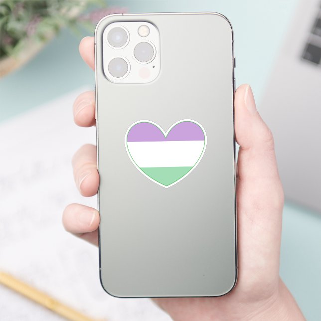 Gender KöLila, Grönt,  Pride Hjärta Klistermärken (Telefon)