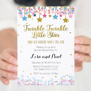 Gender: Lilla stjärna för Twinkle Twinkle Little S Inbjudningar