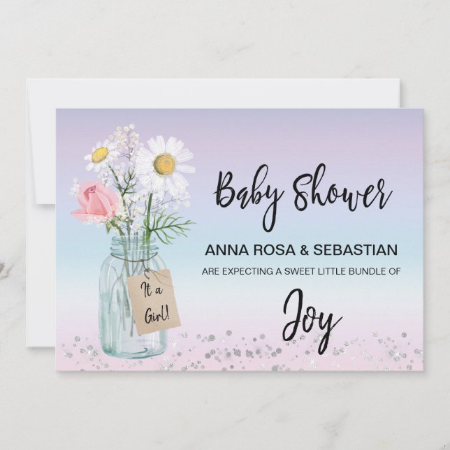 *~* Gender Mason Burk Blommigt Rustic Baby Shower Inbjudningar (Framsida)