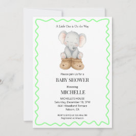 Gender Neutral Baby Elephant Baby Shower Inbjudningar
