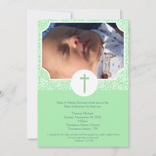 Gender Neutral Baptism / Baby Dedication 5x7 photo Inbjudningar (Framsida)