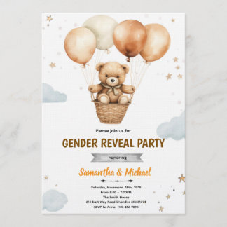 Gender Neutral Bear Baby Shower Invitation Inbjudningar