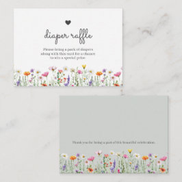 Gender Neutral Boho Wildflower Diaper Raffle Card Anteckningskort