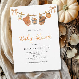 Gender Neutral Clothesline Halloween Baby Shower  Inbjudningar