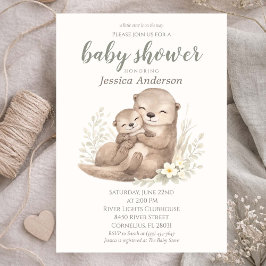 Gender Neutral Cottagecore Boho Otter Baby Shower  Inbjudningar