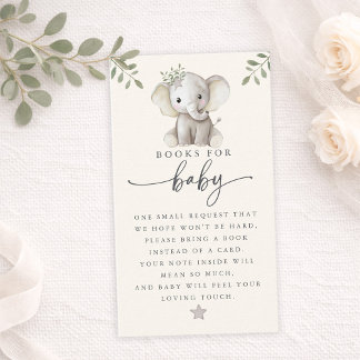 Gender Neutral Cute Elephant Books for Baby Card Visitkort